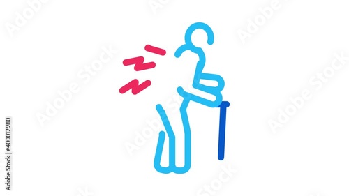 senile arthritis of back Icon Animation. color senile arthritis of back animated icon on white background photo