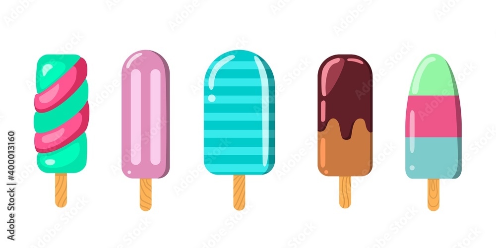 Set of ice cream popsicle vector illustration Set of ice cream popsicle vector illustration