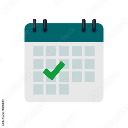 Calendar Icon with Mark. Concept of Schedule, appointment. Vector Illustratio...