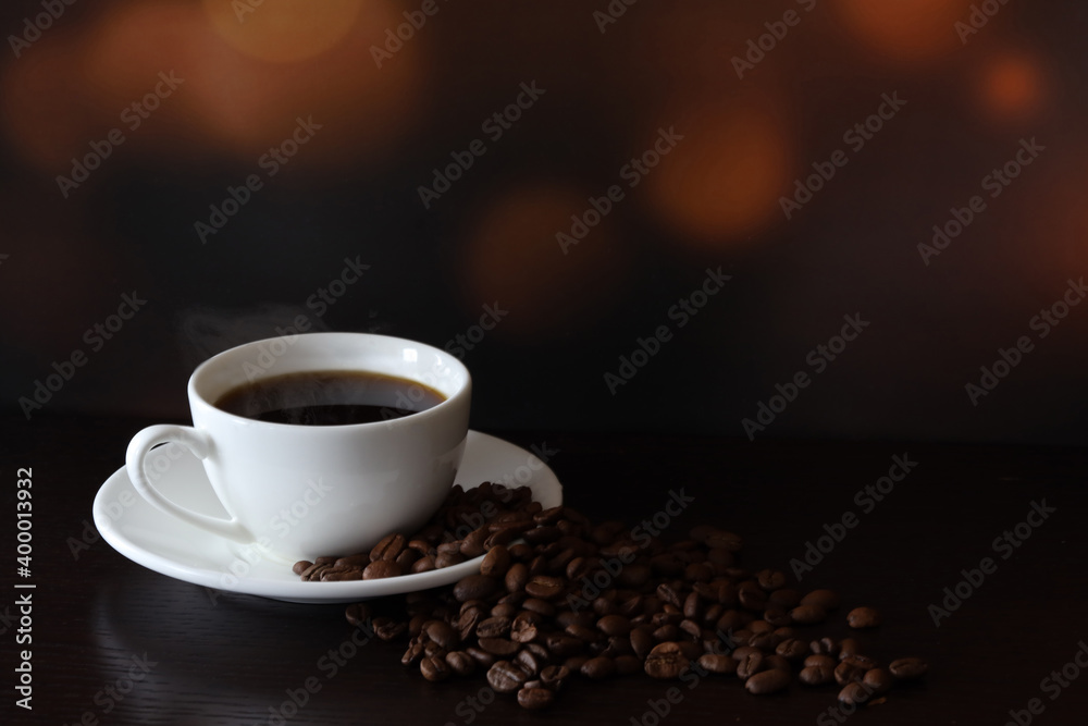 cup of coffee with beans with copyspace cup of coffee with beans with copyspace
