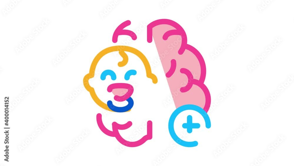baby brain Icon Animation. color baby brain animated icon on white background baby brain Icon Animation. color baby brain animated icon on white background