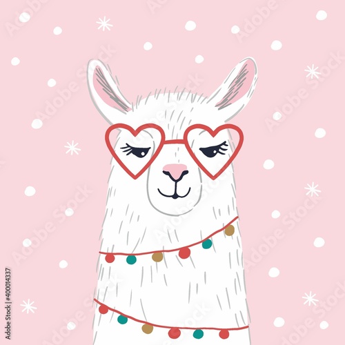 Hand drawn print with Llama