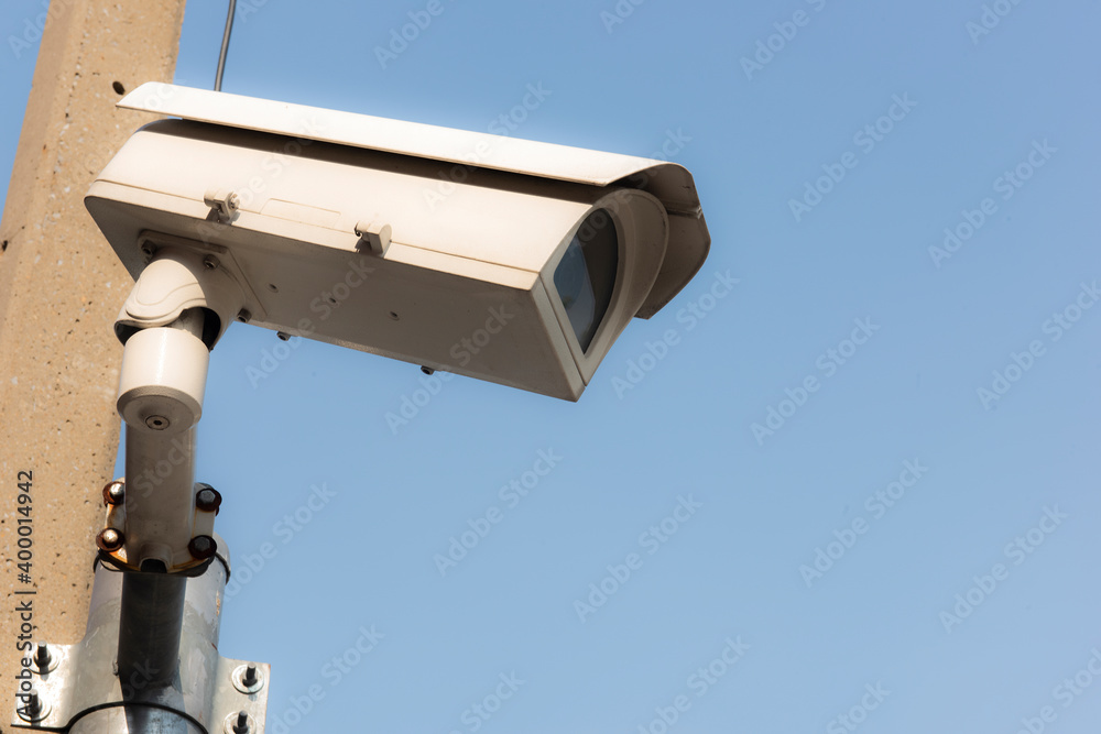 IP CCTV cameras are positioned high angle to cover to protect with home security system concept IP CCTV cameras are positioned high angle to cover to protect with home security system concept