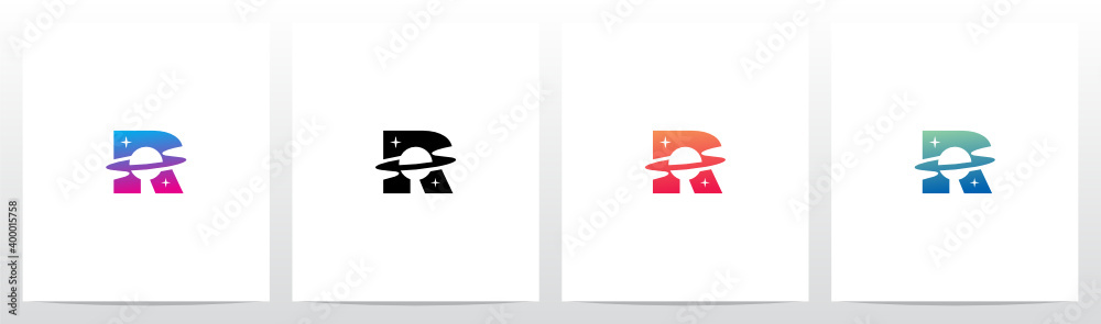 Saturn Planet On Letter Logo Design R Saturn Planet On Letter Logo Design R