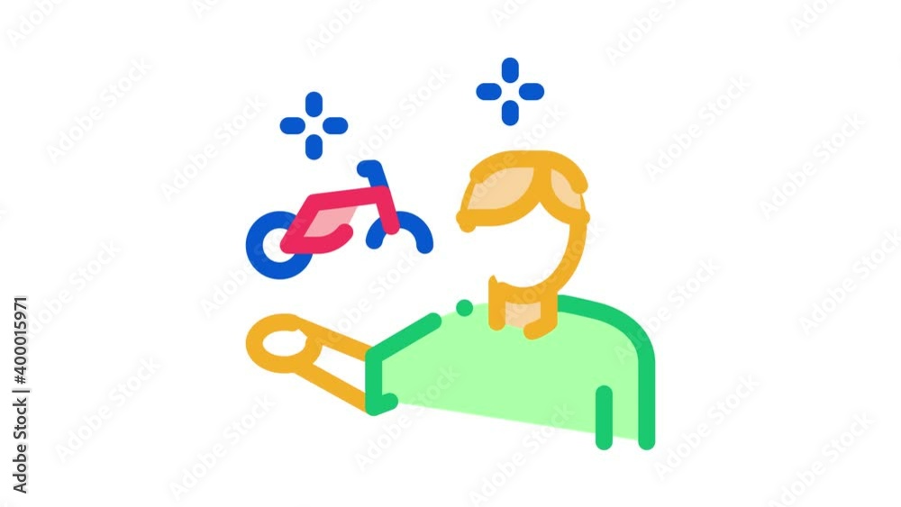 desire man to rent bike Icon Animation. color desire man to rent bike animated icon on white background