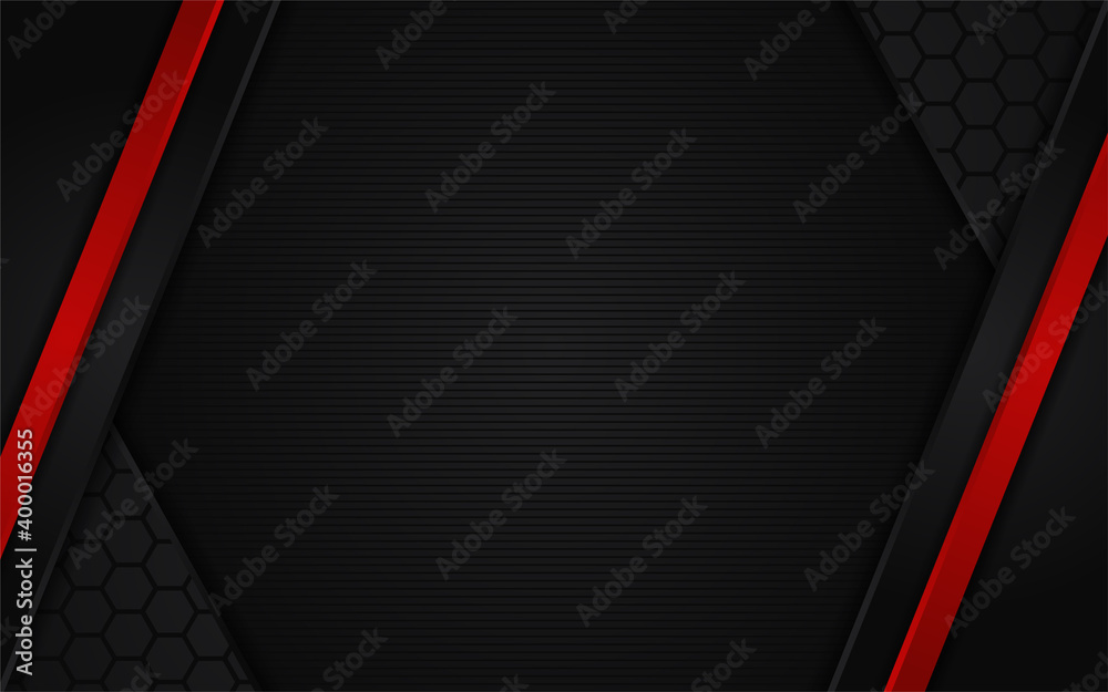 Abstract dark hexagon background with red line Stock Vector | Adobe Stock