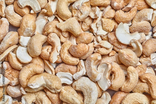 Cashews in a pile, salted snack