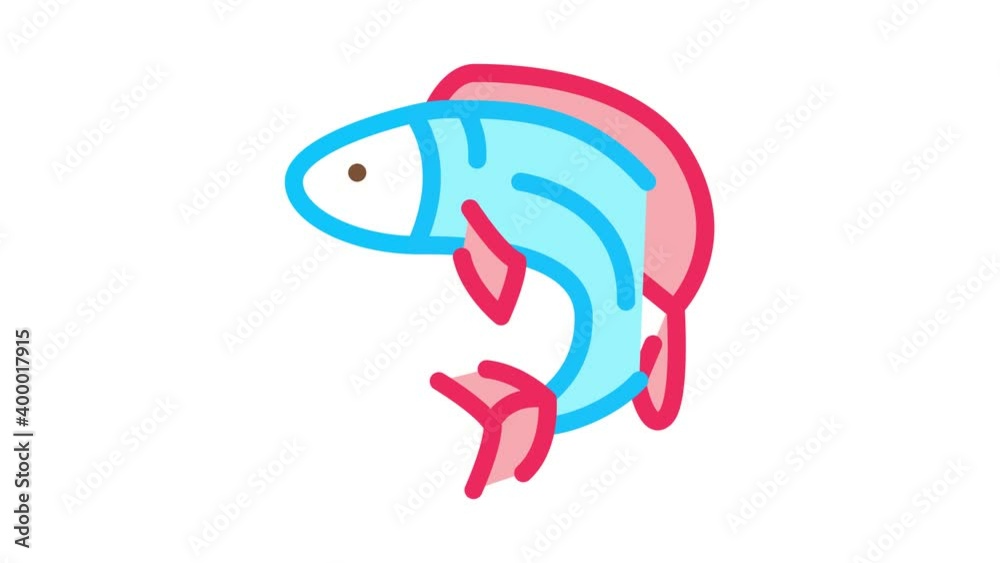 fish Icon Animation. color fish animated icon on white background fish Icon Animation. color fish animated icon on white background