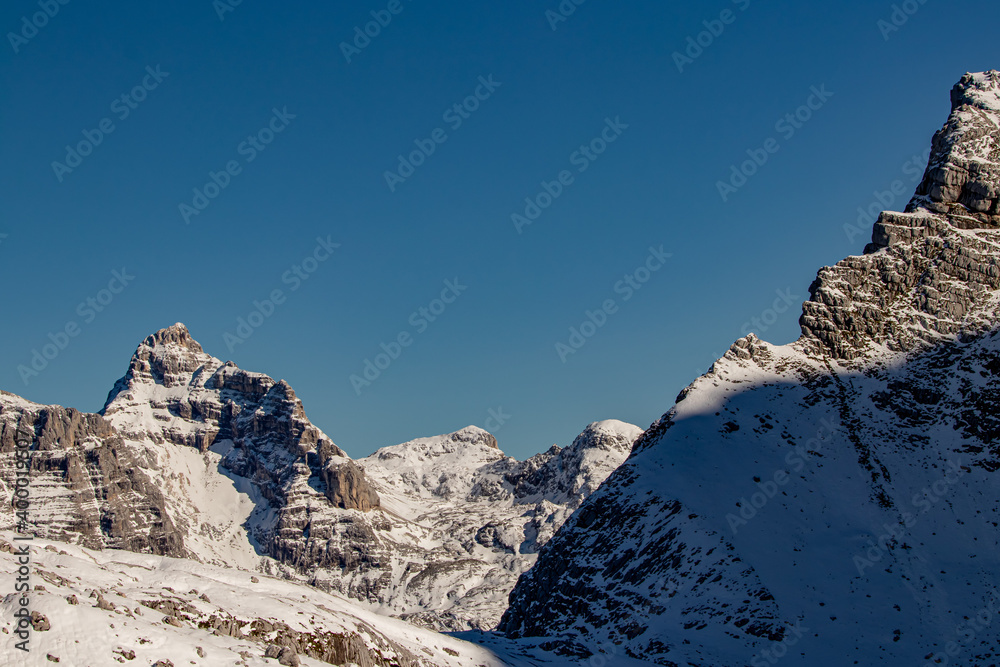 High mountains in Julian alps, winter