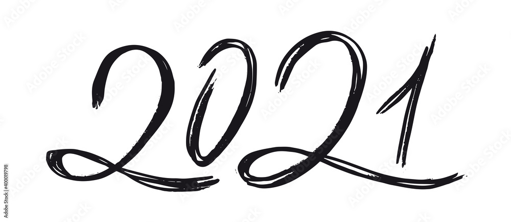 2021 Happy New Year. Hand drawn illustration. 2021 Happy New Year. Hand drawn illustration.