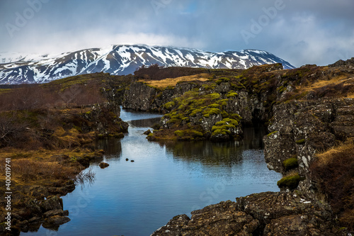 Iceland With Lava encircling a lake