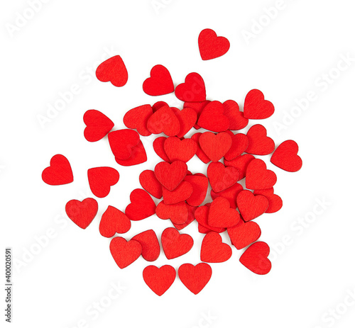 red wooden hearts isolated on white background
