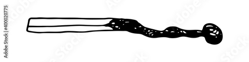 Hand drawn doodle matches. Burnt wooden stick. Simple vector illustration.