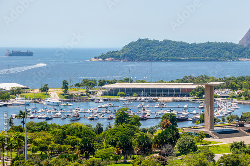 aerial view of marina of glory in rio de janeiro.