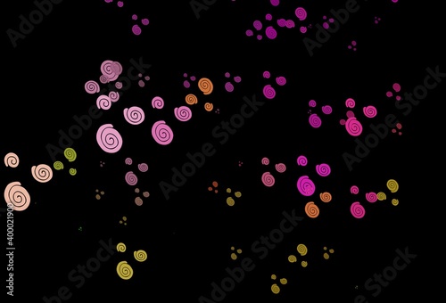 Dark Pink, Green vector pattern with curved circles.