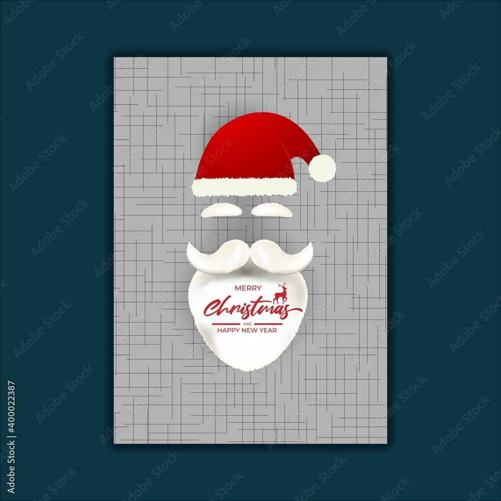 Vector illustration of Merry Christmas and Happy New Year concept greeting card with santa claus face. Happy holiday wishes. Vector illustration of Merry Christmas and Happy New Year concept greeting card with santa claus face. Happy holiday wishes.
