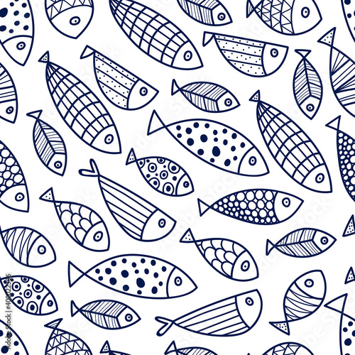 Cute fish. Kids background. Seamless pattern. Can be used in textile industry, paper, background, scrapbooking.