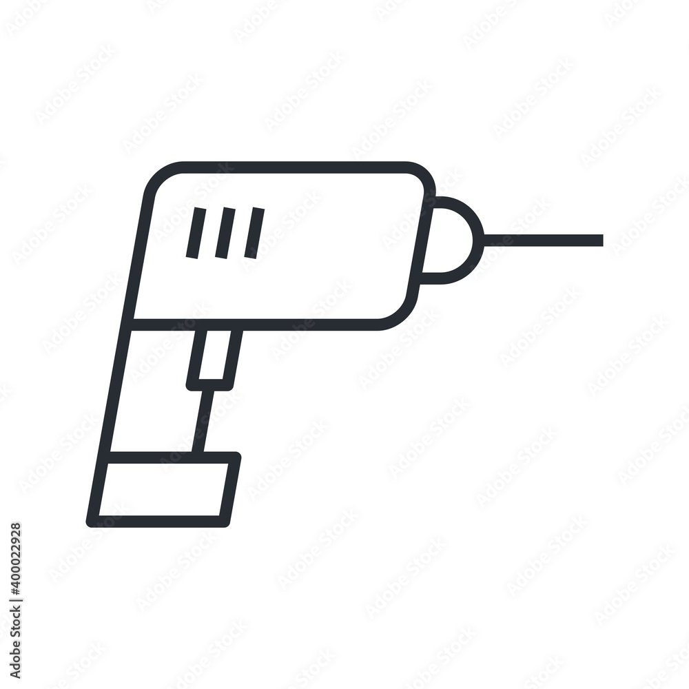 Cordless construction drill icon in flat design style. Cordless construction drill icon in flat design style.