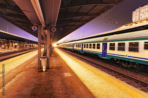 train at railway station in Venice, Italy at sunset © zefart