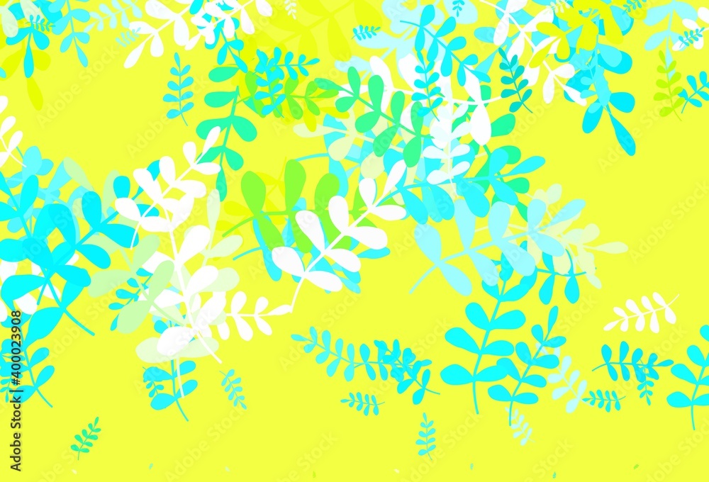 Light Blue, Green vector elegant wallpaper with leaves.