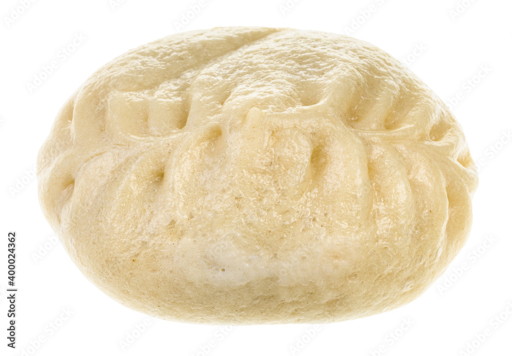 single Wang Mandu Pyanse (steamed pie stuffed with vegetable and meat in Korean cuisine) isolated on white background