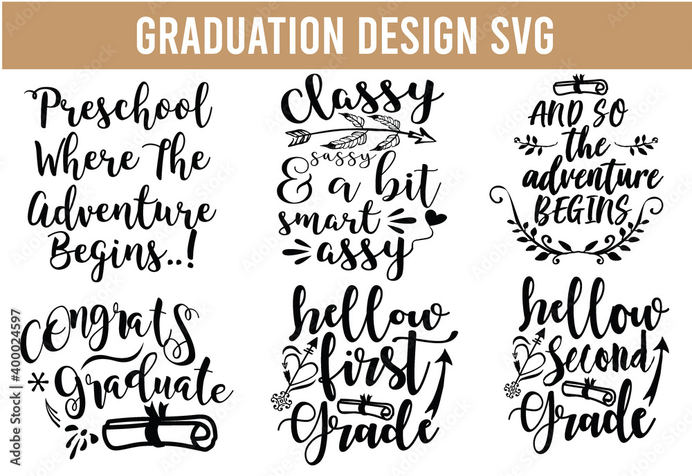 Fototapeta Graduation SVG, Graduation design SVG bundle Cut Files for Cutting Machines like Cricut and Silhouette cat quotes design SVG Bundle