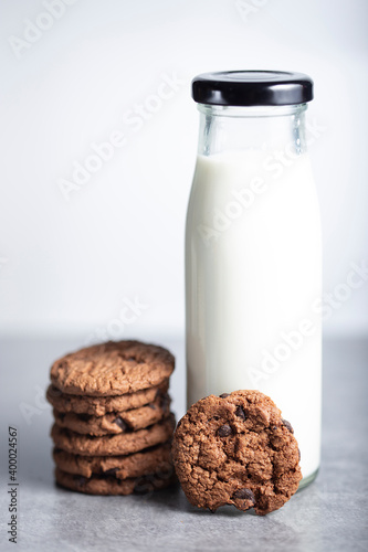 double chocolate cookies and milk