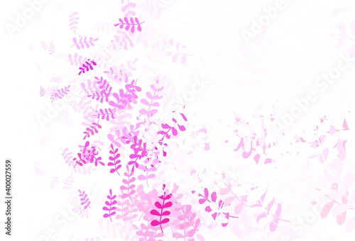 Light Purple, Pink vector natural pattern with leaves.