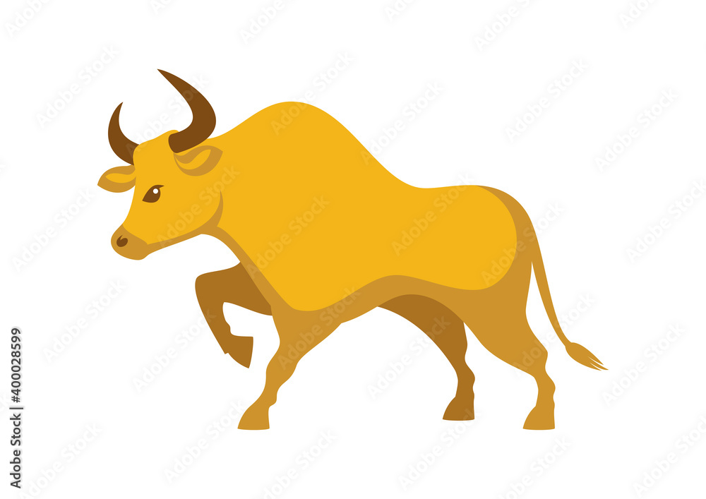 Chinese new year 2021 golden ox icon vector. Golden bull icon vector. Brown buffalo icon isolated on a white background Chinese new year 2021 golden ox icon vector. Golden bull icon vector. Brown buffalo icon isolated on a white background