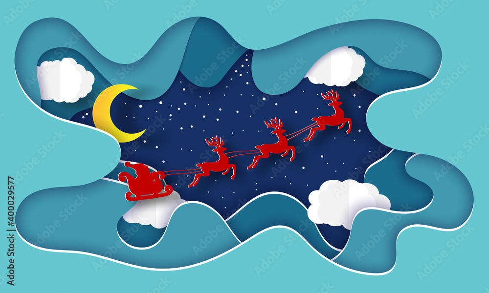 Winter landscape with houses and trees. Santa Claus on the sky in winter season. Merry Christmas and Happy New Year. paper art design. Snow man. Vector EPS 10. Winter landscape with houses and trees. Santa Claus on the sky in winter season. Merry Christmas and Happy New Year. paper art design. Snow man. Vector EPS 10.