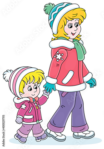 Young mom and her little da...