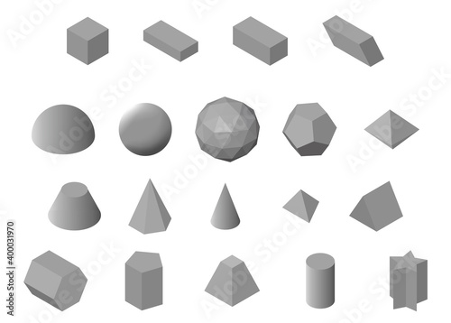Photos Set of isometric basic 3d shapes