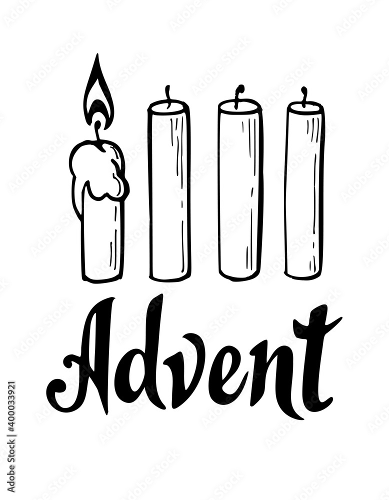 Vector illustration of Advent, Christmas time with candles