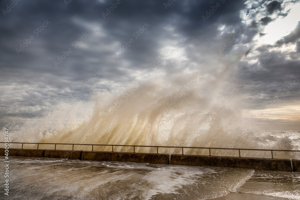 big breaking waves in Sussex