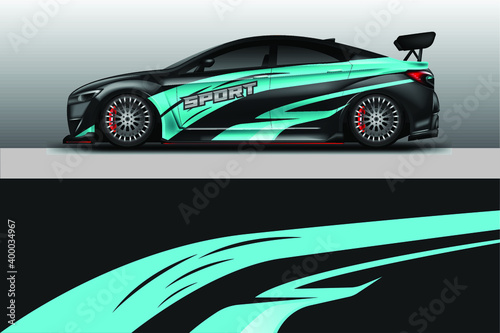 Decal Car Wrap Design Vector. Graphic Abstract Stripe Racing Background For Vehicle, Race car, Rally, Drift . Ready Print File