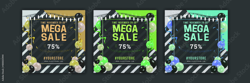 Naklejka mega sale flyer. Well organized flyer template. dimansions 4x4 inch and color mode CMYK. You can use it for business purposes, shopping services, store promotions, social media and etc.