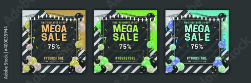 mega sale flyer. Well organized flyer template. dimansions 4x4 inch and color mode CMYK. You can use it for business purposes, shopping services, store promotions, social media and etc. photo