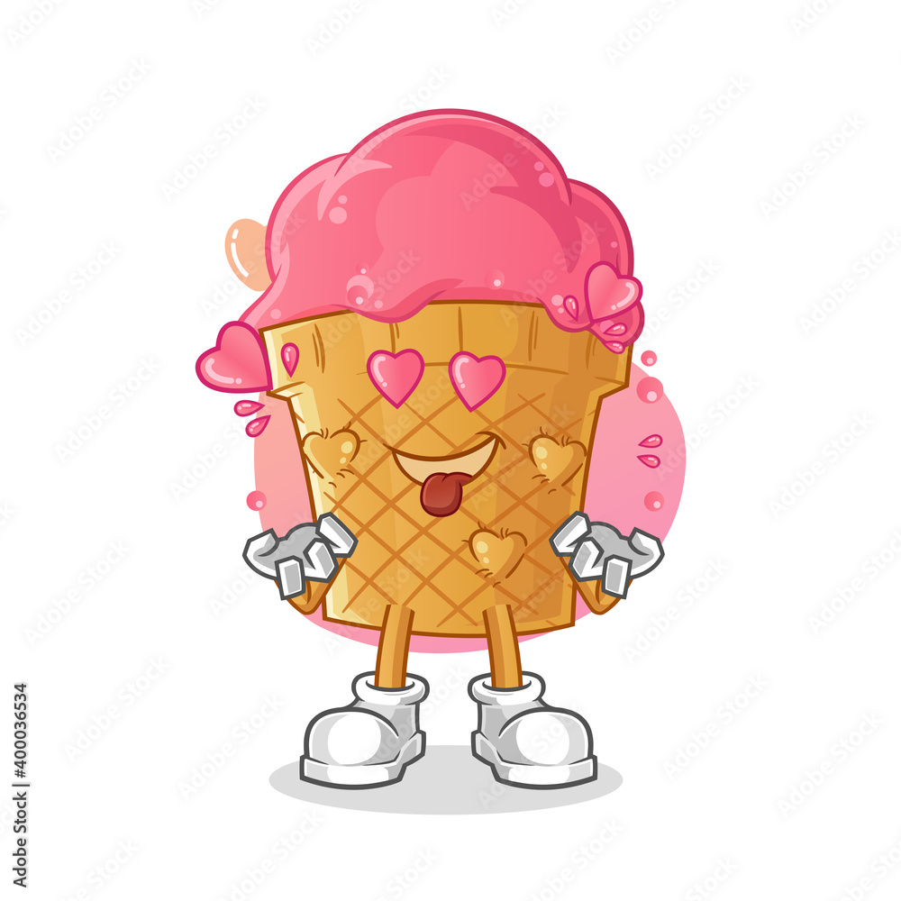 ice cream fallin love vector. cartoon character ice cream fallin love vector. cartoon character