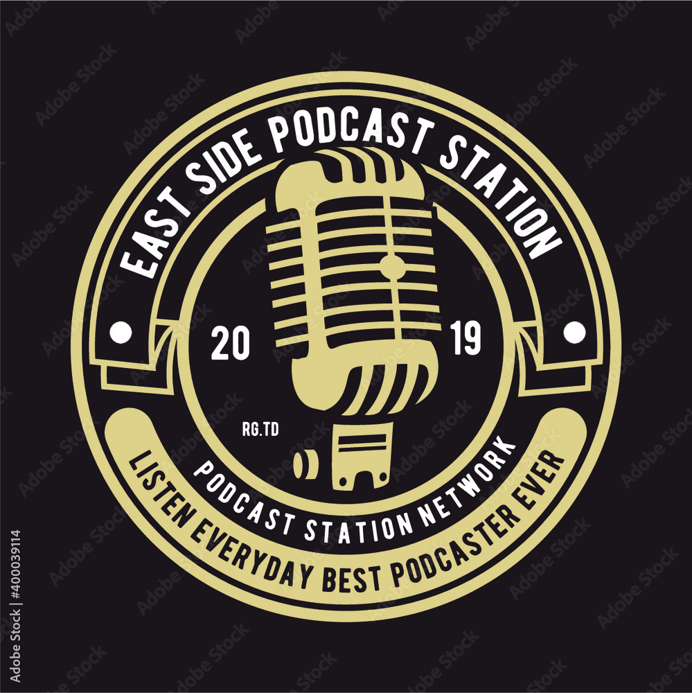 Microphone Mic Podcast Radio Logo Gráfico por Enola99d · Creative Fabrica