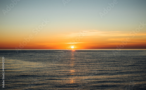 Sunset at sea. Sun over the sea. Sea landscape.