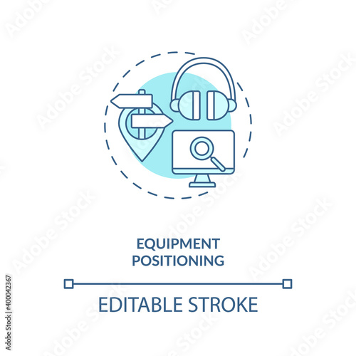Equipment positioning concept icon. Control room ergonomics idea thin line illustration. Encouraging good posture and neutral body position. Vector isolated outline RGB color drawing. Editable stroke