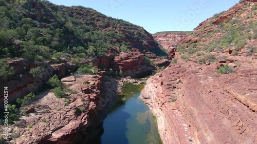 Western Australia Outback Landscape with Rocky Cliff River, Aerial photo