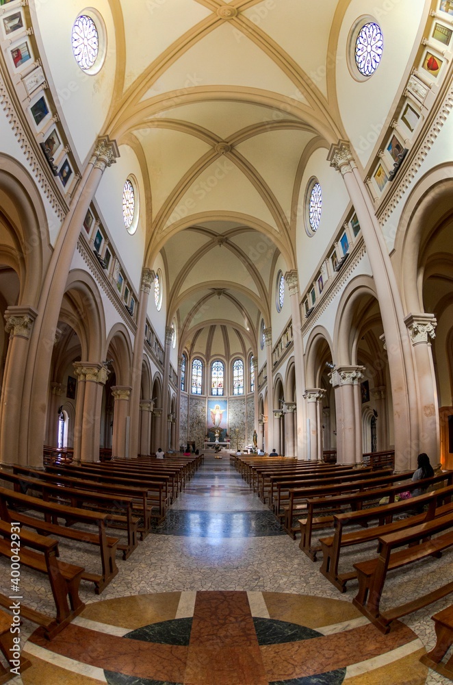 View of the interior of the church of the Sacred Heart of Jesus in Pescara