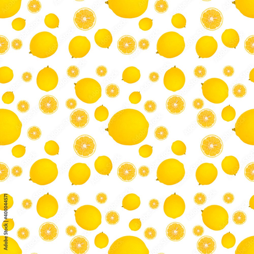 Lemons and lemon slices Seamless pattern