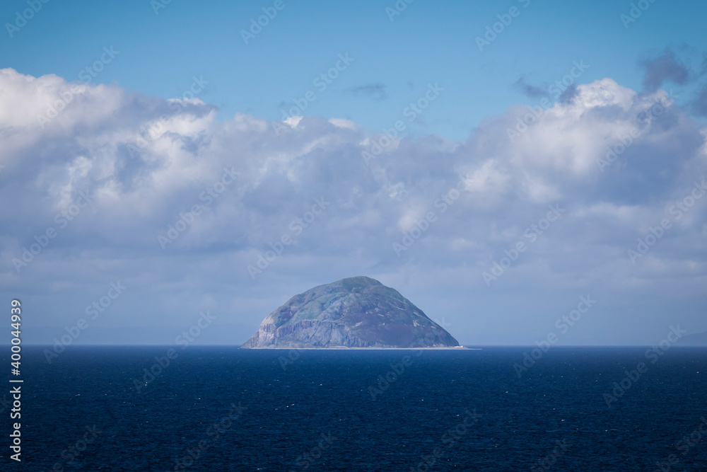 Samolepka view of Ailsa Craig with clouds