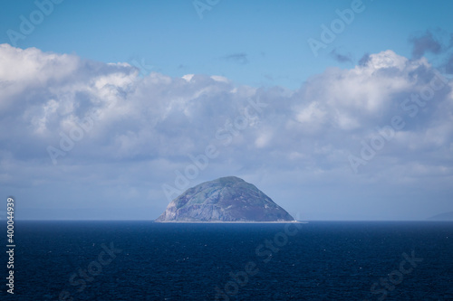 Photographie view of Ailsa Craig with clouds