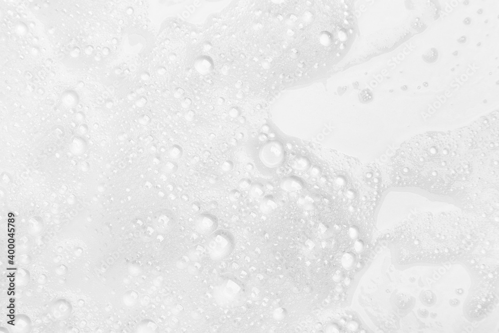 Fototapeta premium Foam bubble from soap or shampoo for washing isolated on white background from above