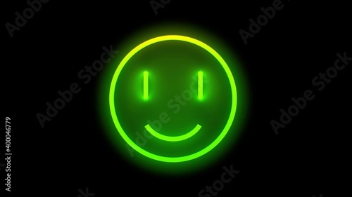 Glowing smiley emoji animation turn on.  photo