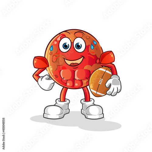 mars playing rugby character. cartoon mascot vector