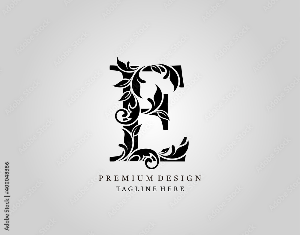 Classic Initial E Letter logo design, elegant floral ornate monogram design vector.